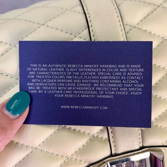 Rebecca Minkoff Quilted Love Crossbody Bag in “Honeydew” Green, Chain Strap, EUC - Picture 9 of 10
